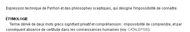 acatalepsie définition acatalepsie définition