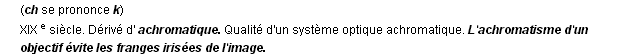 achromatisme définition achromatisme définition