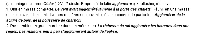 agglom�rer d�finition