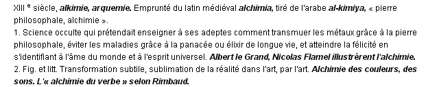 alchimie dfinition