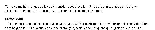 aliquante définition aliquante définition