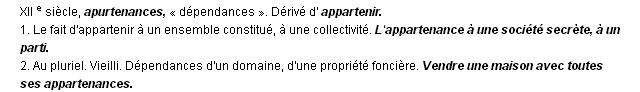 appartenance dfinition
