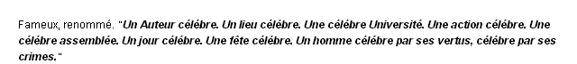 célébre définition célébre définition