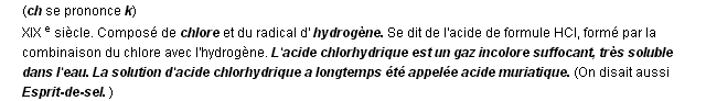 chlorhydrique dfinition