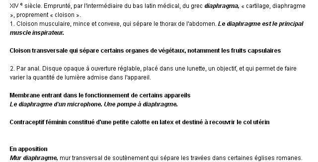 diaphragme dfinition