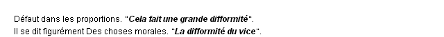 difformite dfinition