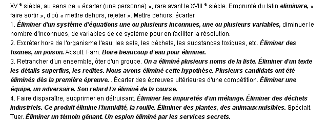 �liminer d�finition