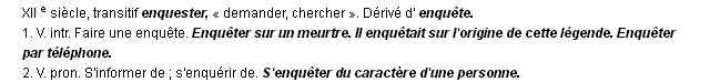 enqu�ter d�finition