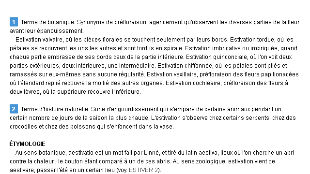 estivation définition estivation définition
