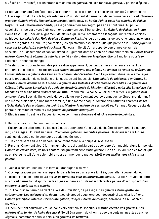 galerie définition galerie définition