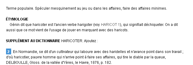 haricoter définition haricoter définition