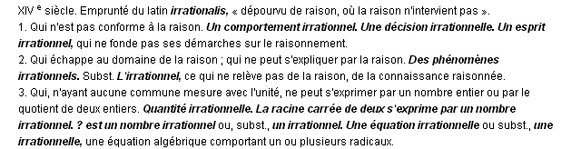 irrationnel dfinition