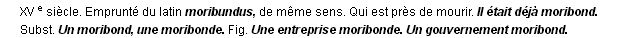 moribond dfinition