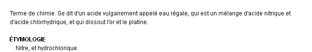 nitro-hydrochlorique dfinition