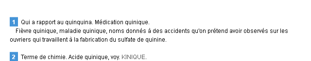 quinique définition quinique définition