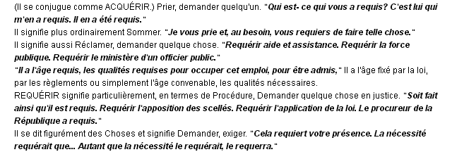 requ�rir d�finition