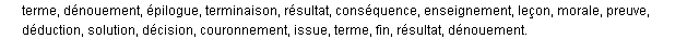 conclusion synonymes