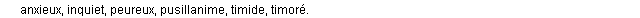 craintif synonymes craintif synonymes