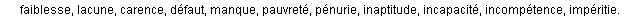 insuffisance synonymes insuffisance synonymes