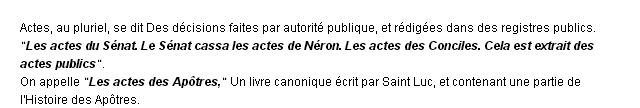 actes définition actes définition