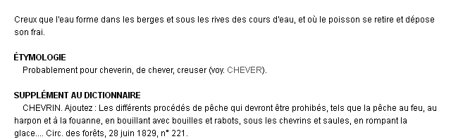chevrin définition chevrin définition
