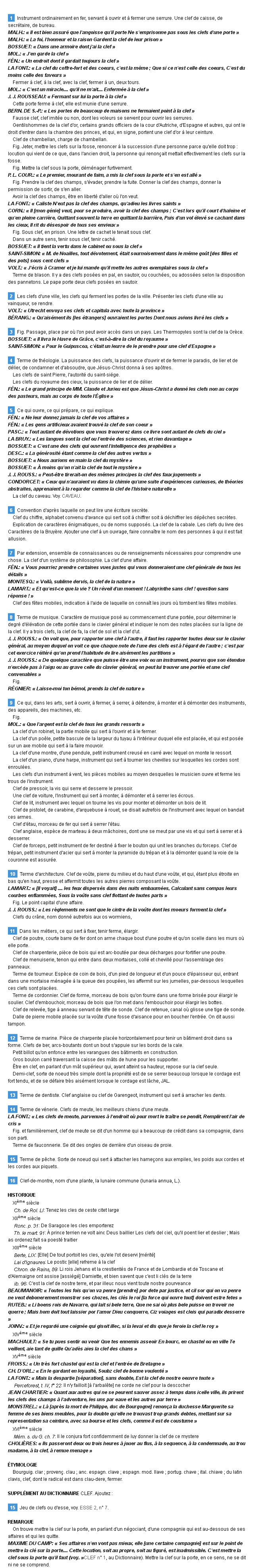 Clef ou clé La définition du terme "Clef ou clé"