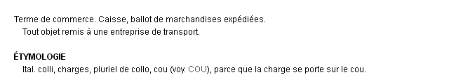 colis ou coli définition colis ou coli définition