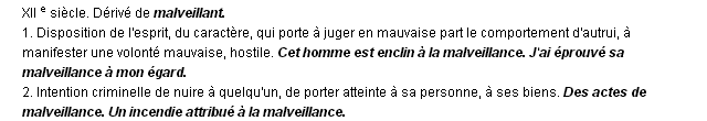 définition malveillance - définition de la malveillance