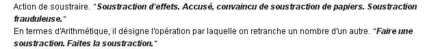 soustraction dfinition