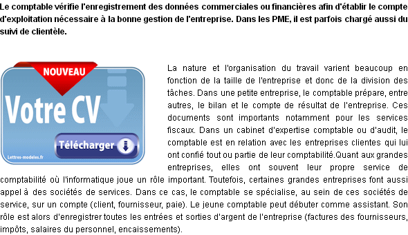 Modèle et exemple de lettre de motivation : Comptable